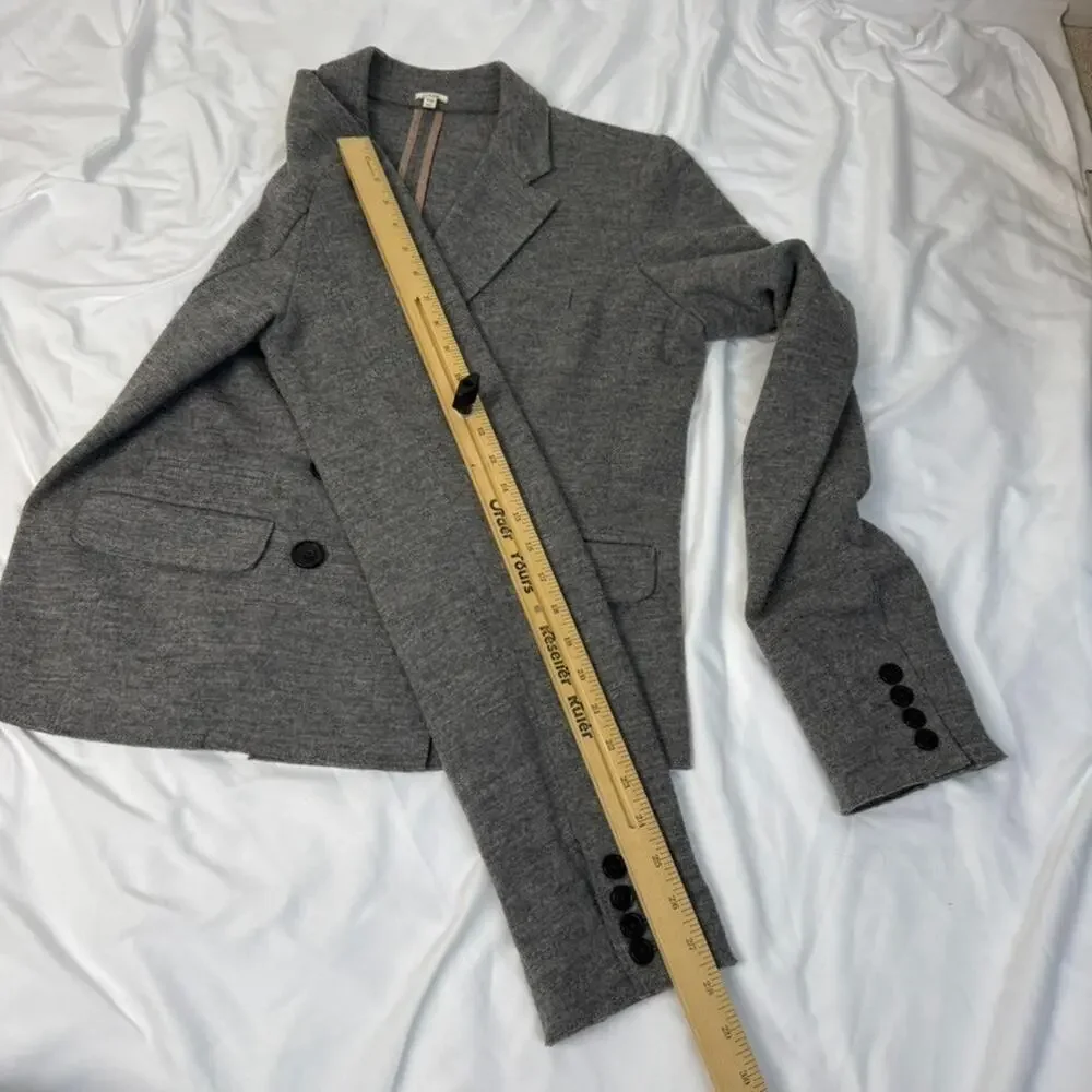 J.Crew Wool 10 Tall M L Benny Double Breasted Blazer Unstructured Gray Unlined - Picture 15 of 16